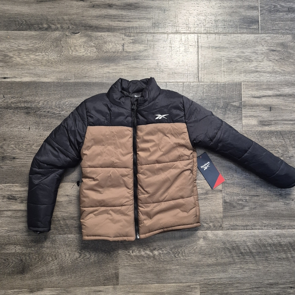 Reebok Boys Black and Brown Puffer Jacket NWT
